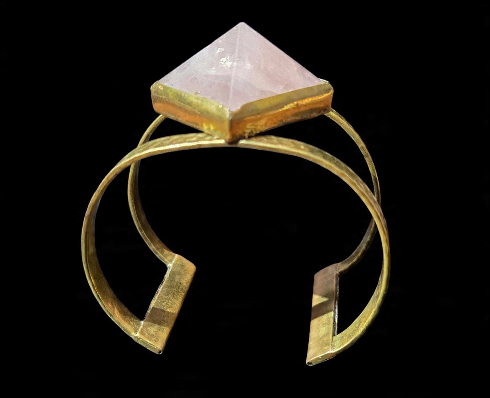 Rose Quartz Pyramid Cuff Bracelet